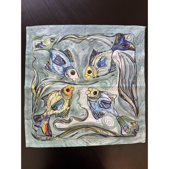 4 Fish Cloth Napkin by Clay Born Textiles Natural World Collection Nancy Salamon - Picture 1 of 5